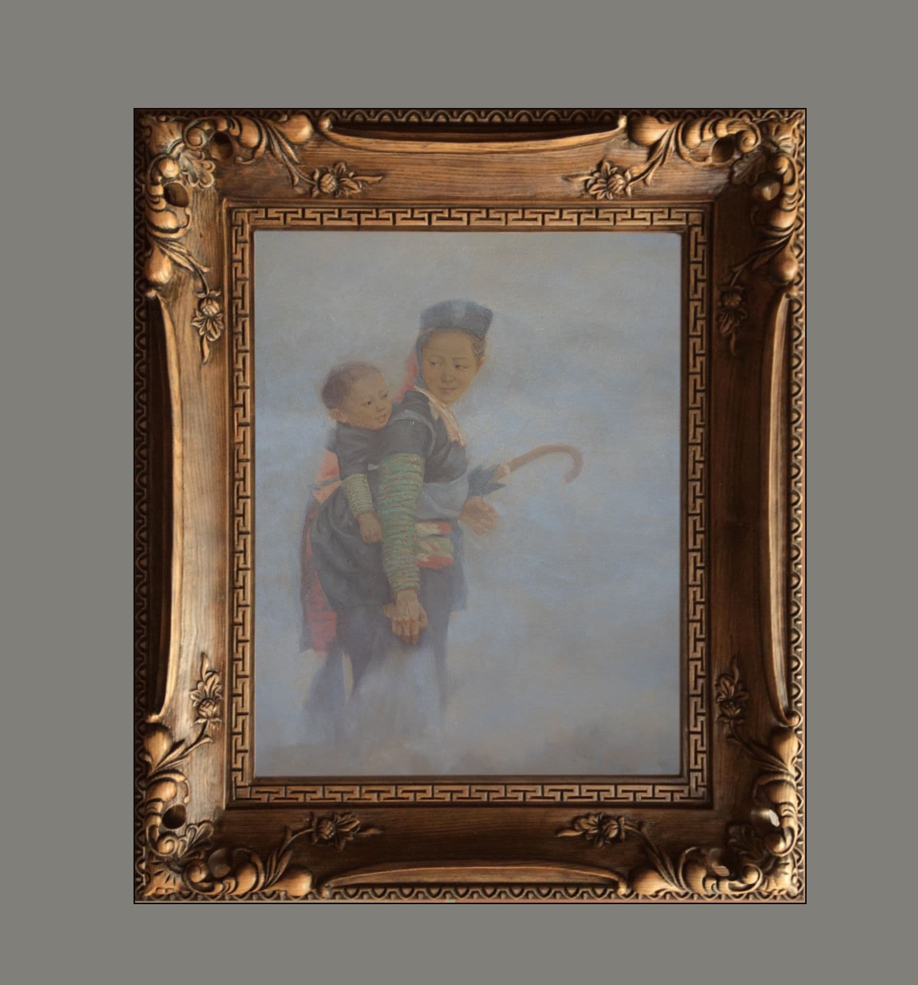 Hai me con xuống chợ